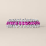 Pink Sapphire and Diamond Three-Row Bracelet