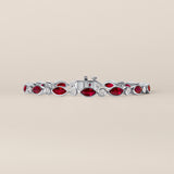 Marquise-Shaped Ruby and Diamond Bracelet