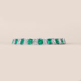 Alternating Colombian Emerald and Diamond Tennis Bracelet