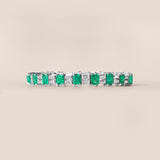 Alternating Colombian Emerald and Baguette-Cut Diamond Tennis Bracelet