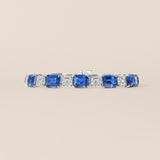 Alternating Emerald-Cut Sapphire and Diamond Tennis Bracelet
