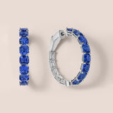 Asscher-Cut Blue Sapphire and Emerald-Cut Diamond Inside-Out Hoop Earrings