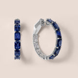 Emerald-Cut Sapphire and Diamond Inside-Out Hoop Earrings