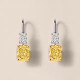 Radiant Yellow Diamond Earrings in Two-Tone Gold