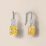 Radiant Yellow Diamond Earrings in Two-Tone Gold