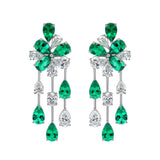Floral Colombian Emerald and Diamond Drop Earrings