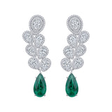Pear-Shaped Emerald and Diamond Earrings