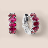 Oval-Shaped Ruby and Diamond Inside-Out Hoop Earrings