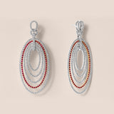 Ruby and Diamond Multi-Row Oval Dangle Earrings in Two-Tone Gold