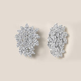White Diamond Cluster Earrings in White Gold