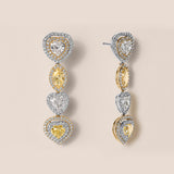 Fancy Yellow and White Heart and Marquise Diamond Drop Earrings