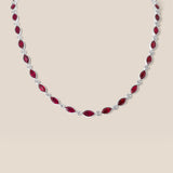 Marquise Shaped Ruby and Diamond Necklace