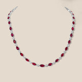 Marquise Shaped Ruby and Diamond Necklace