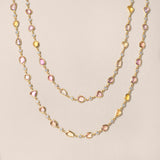 Multi-Colored Sapphire and Diamond by the Yard Necklace in Rose Gold