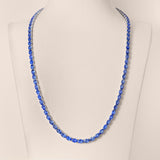 Oval-Shaped Blue Sapphire Tennis Necklace