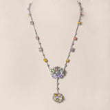 Multi-Colored Sapphire and Diamond Floral Lariat Necklace