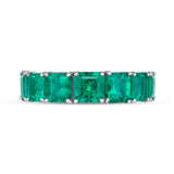 Asscher-Cut Colombian Emerald Eternity Band