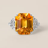 Ceylon Orange Sapphire and Diamond Ring