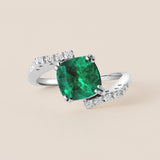 Cushion-Cut Colombian Emerald Bypass Ring