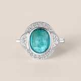 Brazilian Paraíba and Diamond Halo Ring