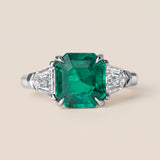 Colombian Emerald and Diamond Three-Stone Ring