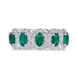 Oval Emerald and Round Diamond Eternity Band