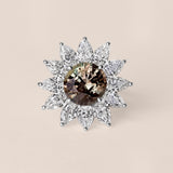 Alexandrite Sunflower Diamond Halo Ring
