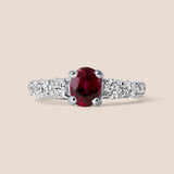Oval Ruby Ring with Round Diamonds