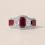 Unheated Cushion-Cut Ruby and Diamond Ring