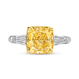 Cushion-Cut Fancy Intense Yellow Diamond Three-Stone Ring