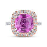 Cushion-Cut Pink Sapphire and Round Diamond Ring