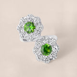 Demantoid Flower Halo Toi et Moi Ring