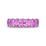 Oval Pink Sapphire and Diamond Eternity Band