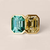 No Oil Colombian Emerald and Diamond Toi et Moi Ring