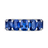 Emerald-Cut Blue Sapphire and Diamond Eternity Band