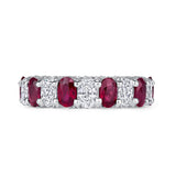 Oval Ruby and Diamond Eternity Band