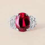 Exceptional Ruby and Diamond Three Stone Ring