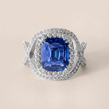 Unheated Cushion-Cut Sapphire Halo Ring