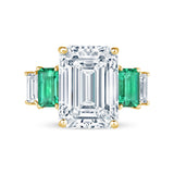 Emerald-Cut Diamond and Emerald Five Stone Ring