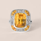 Art Deco-Style Orangy Yellow Sapphire Ring